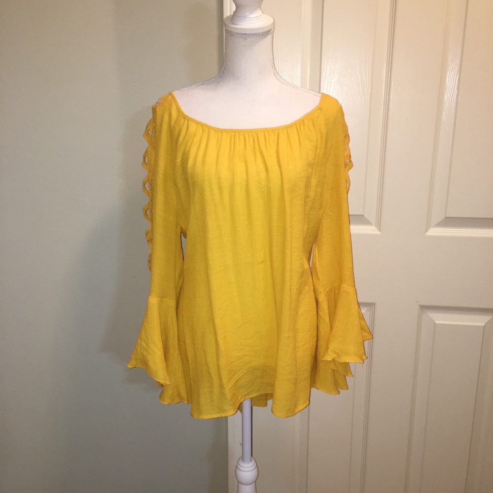 Cato Ruffle Flared Sleeves Top